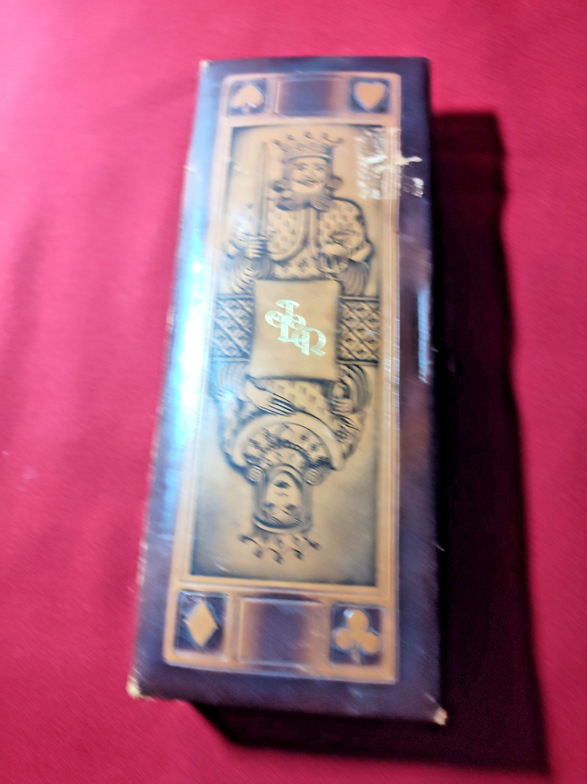 Vintage 1940\'s Mission Leather Case 4 Deck Playing Card Case W/Cards