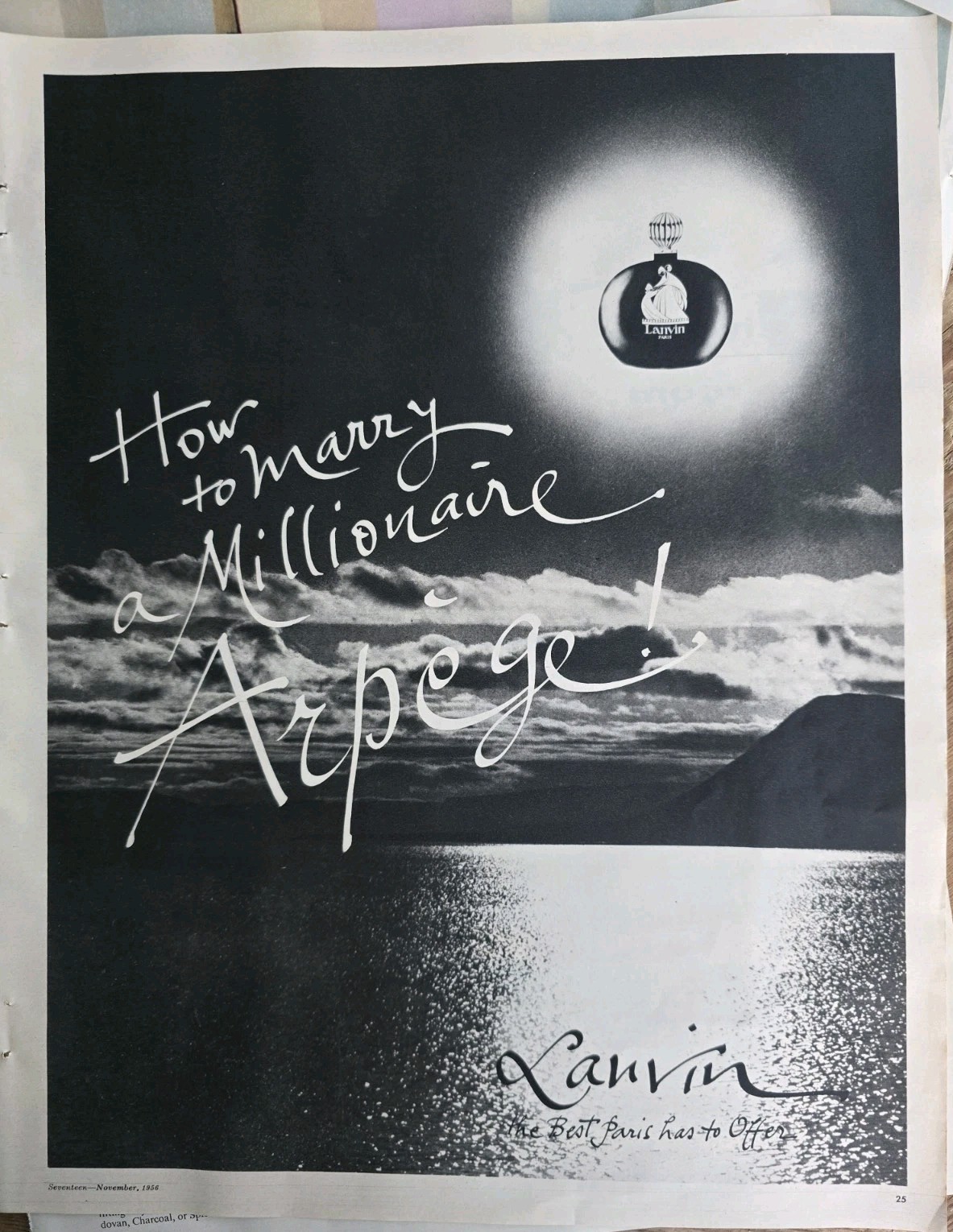 1956 Lanvin Arpege Perfume how to marry a millionaire Vintage ad 1956 Lanvin Arpege Perfume how to marry a millionaire Vintage ad
