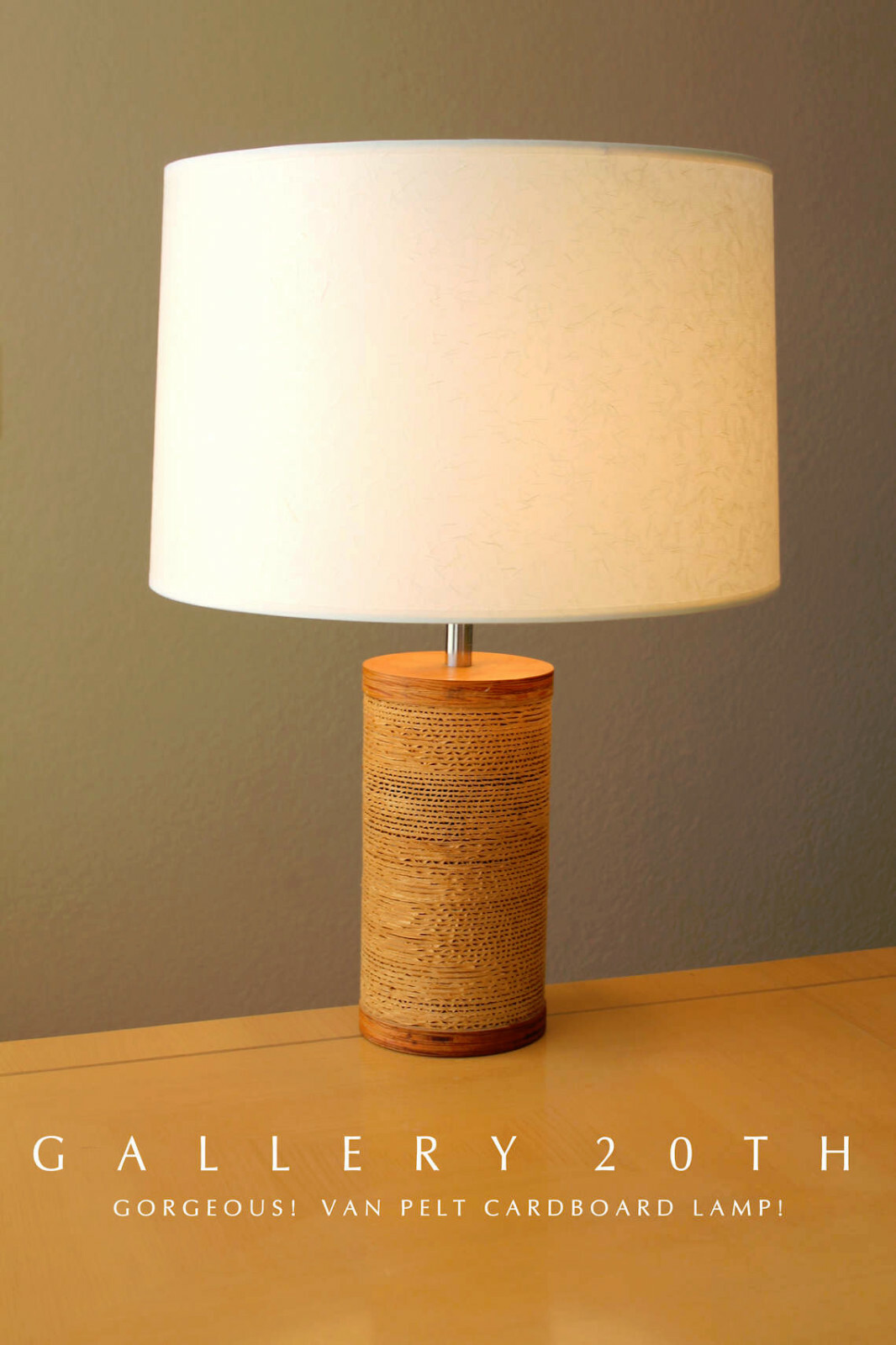 MINTY MCM VAN PELT CARDBOARD TABLE LAMP GEHRY ATOMIC WOOD 70's MID CENTURY VTG