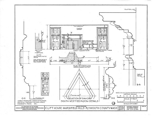 Marshfield Hills Massachusetts Clift House 1910s HABS Architectural Plan