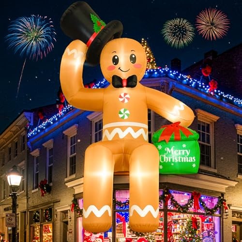 16FT LED Lighted Giant Christmas Inflatables Sitting Gingerbread Man Blow Up 16FT LED Lighted Giant Christmas Inflatables Sitting Gingerbread Man Blow Up