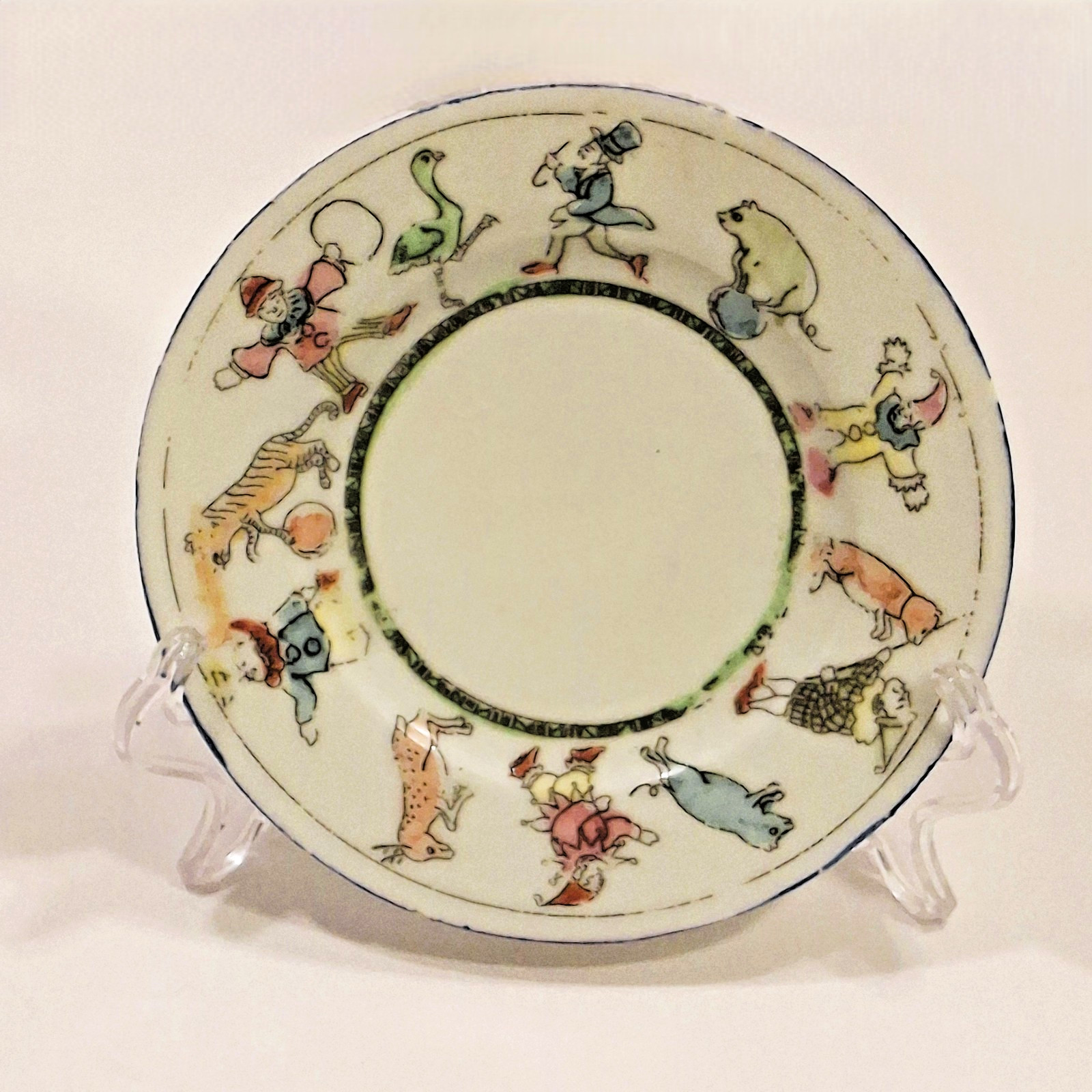 Vintage 1930\'s Japan Circus Animals Child Plate Clown Bear Pig Tiger 5\