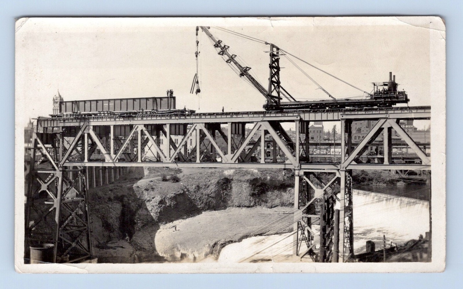 1913 Construction of Union Pacific Railroad Bridge Spokane WA Photograph M5