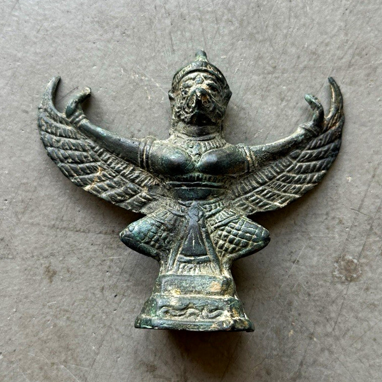 Vintage Antique Garuda Hindu God Deity Bronze Statue