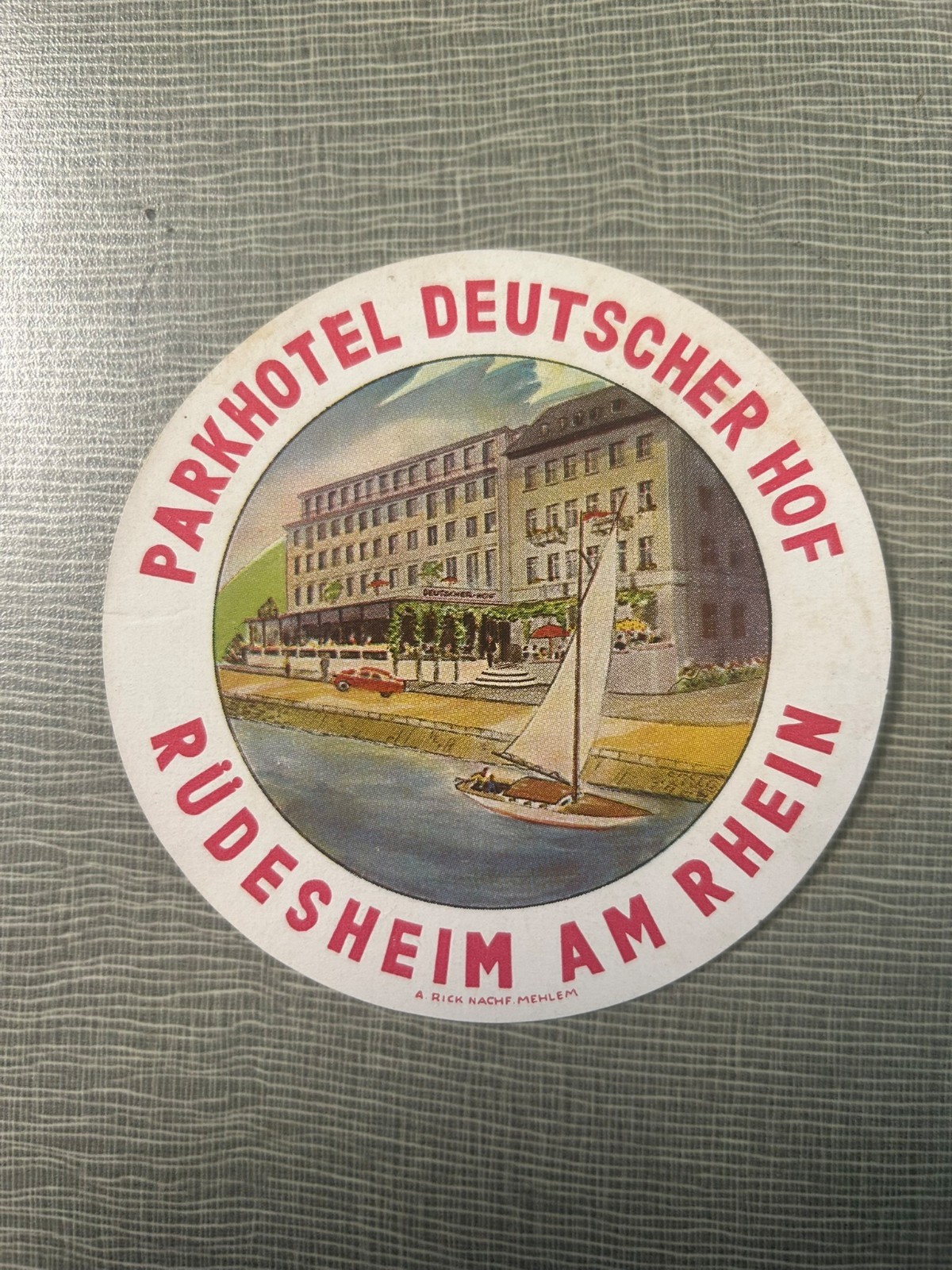 Vintage Parkhotel Deutscher Hof Luggage Label - Rüdesheim Am Rhein