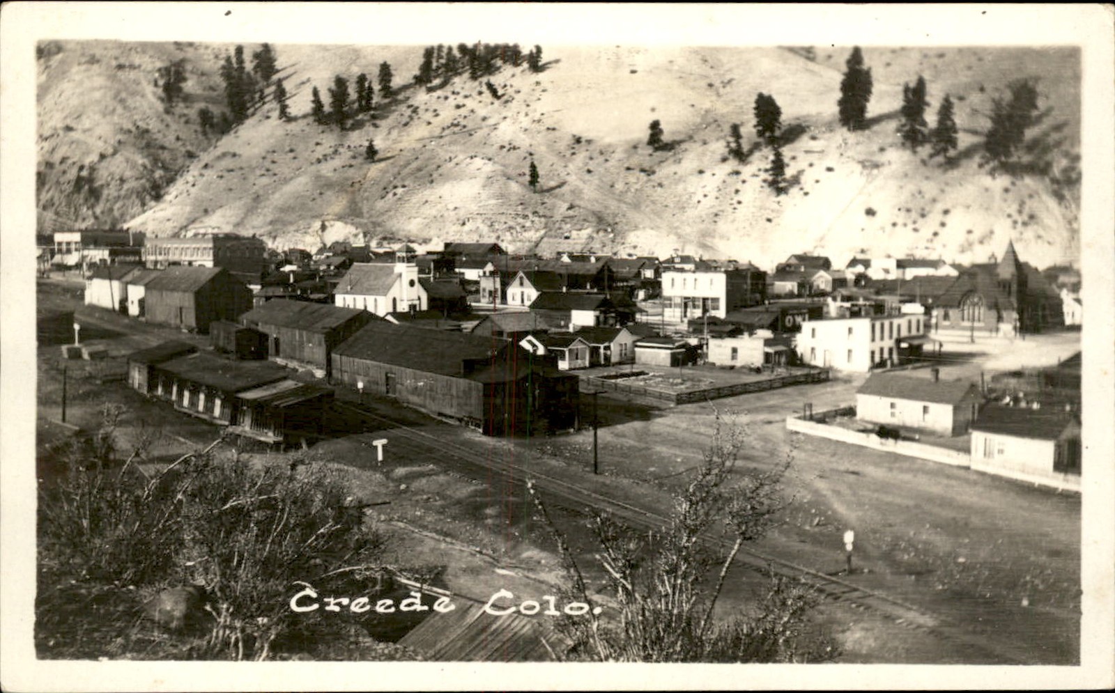Creede Colorado CO Town View Train Station c1900s-20s Real Photo Postcard bhn