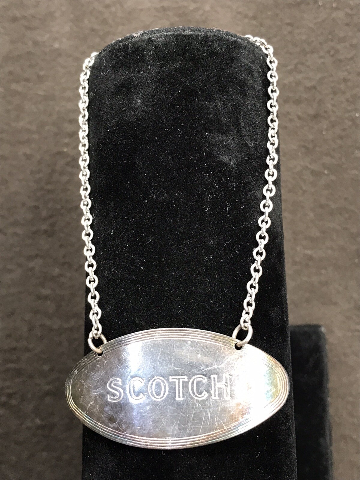 Vintage Silverplate Liquor Bottle Decanter SCOTCH Tag Used