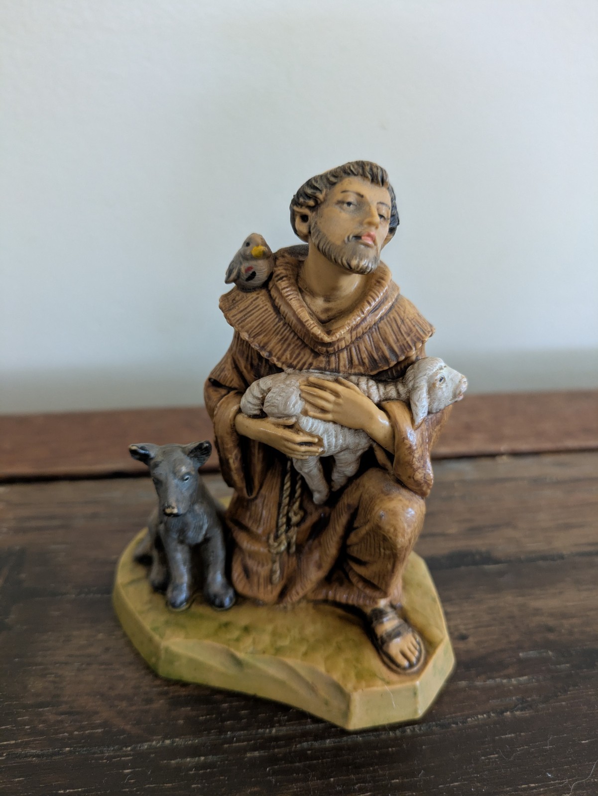 Fontanini Saint Francis of Assisi Figurine 1994 with Wolf, Lamb, and Bird Fontanini Saint Francis of Assisi Figurine 1994 with Wolf, Lamb, and Bird