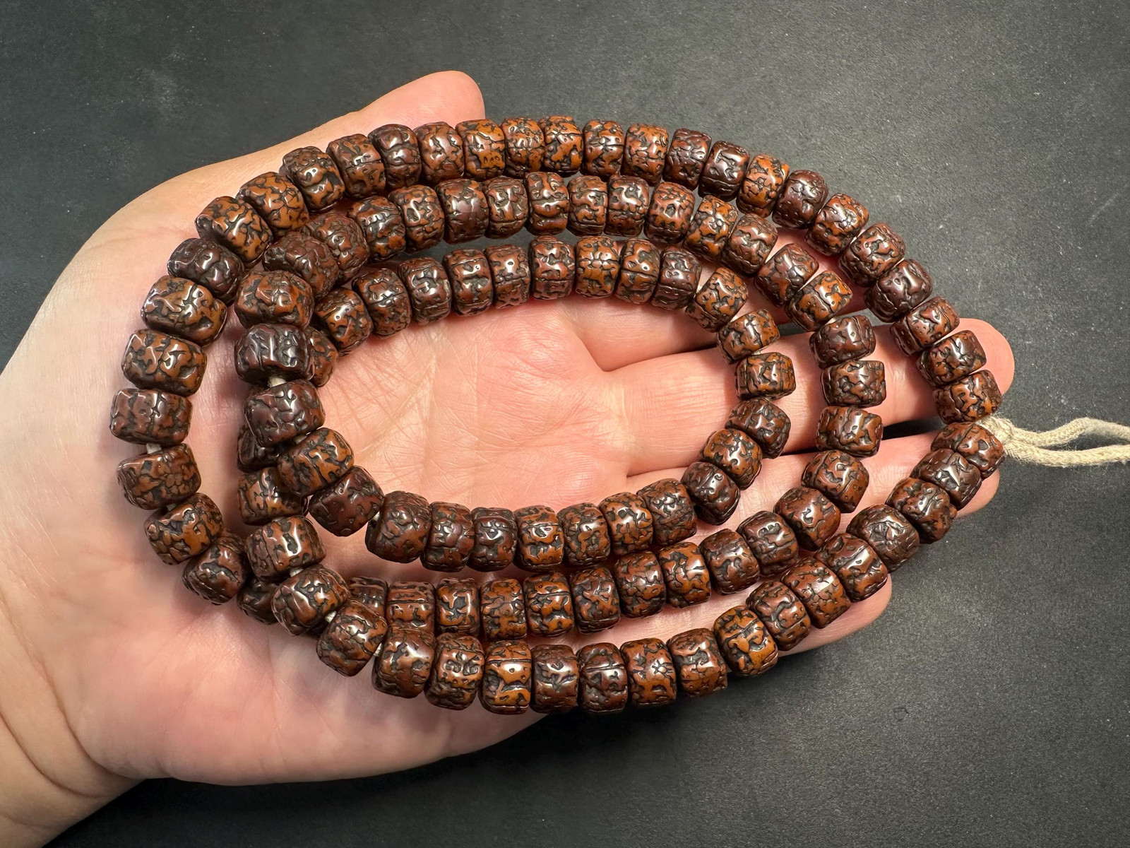 Vintage 108 Bodhi Seed Mala Necklace • 11mm Prayer Beads • Natural Patina Bodhi