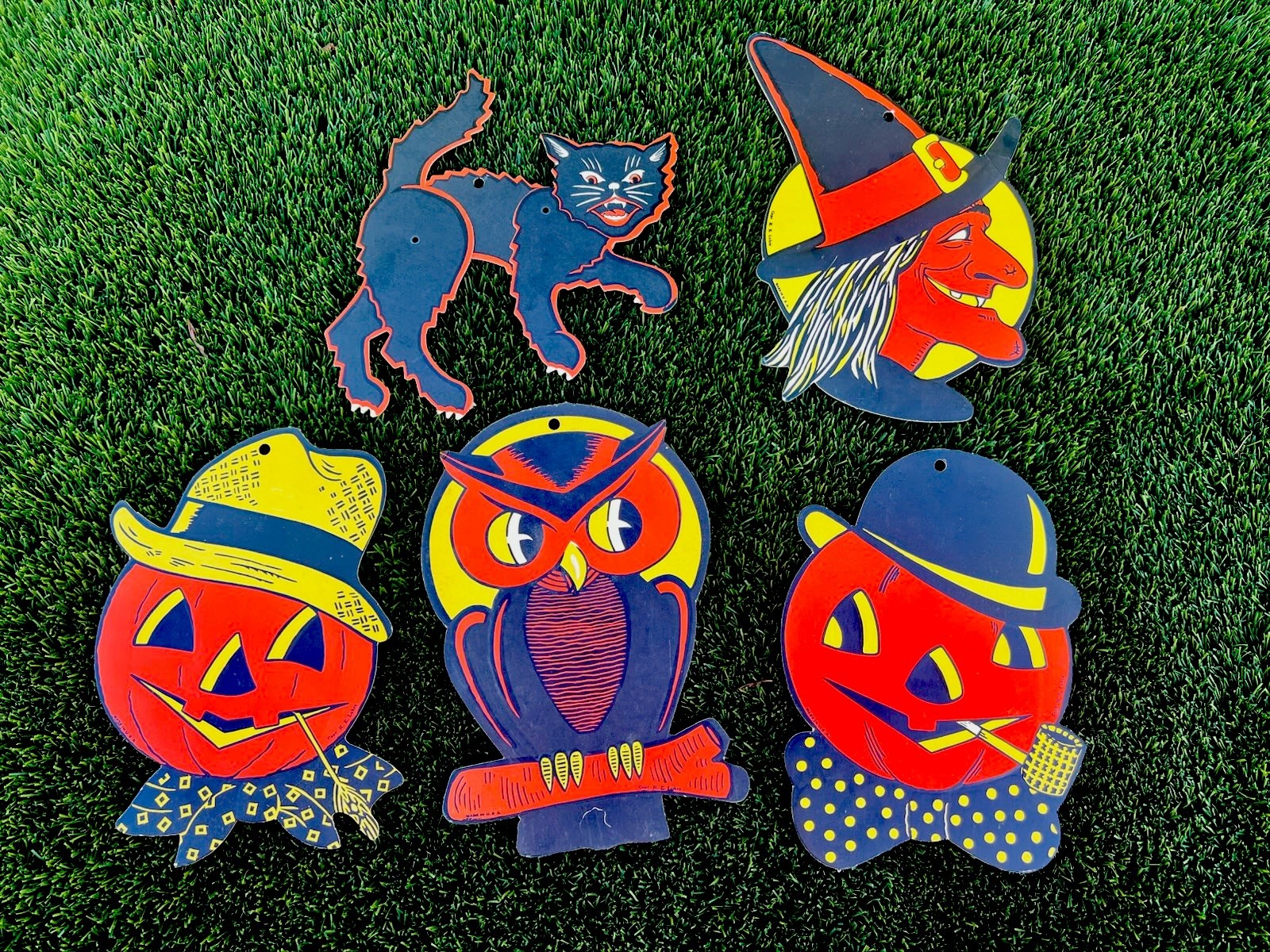 H.E. BEISTLE LUHRS Vintage Halloween Die Cut Lot 7 Pieces 1940’s-1950’s