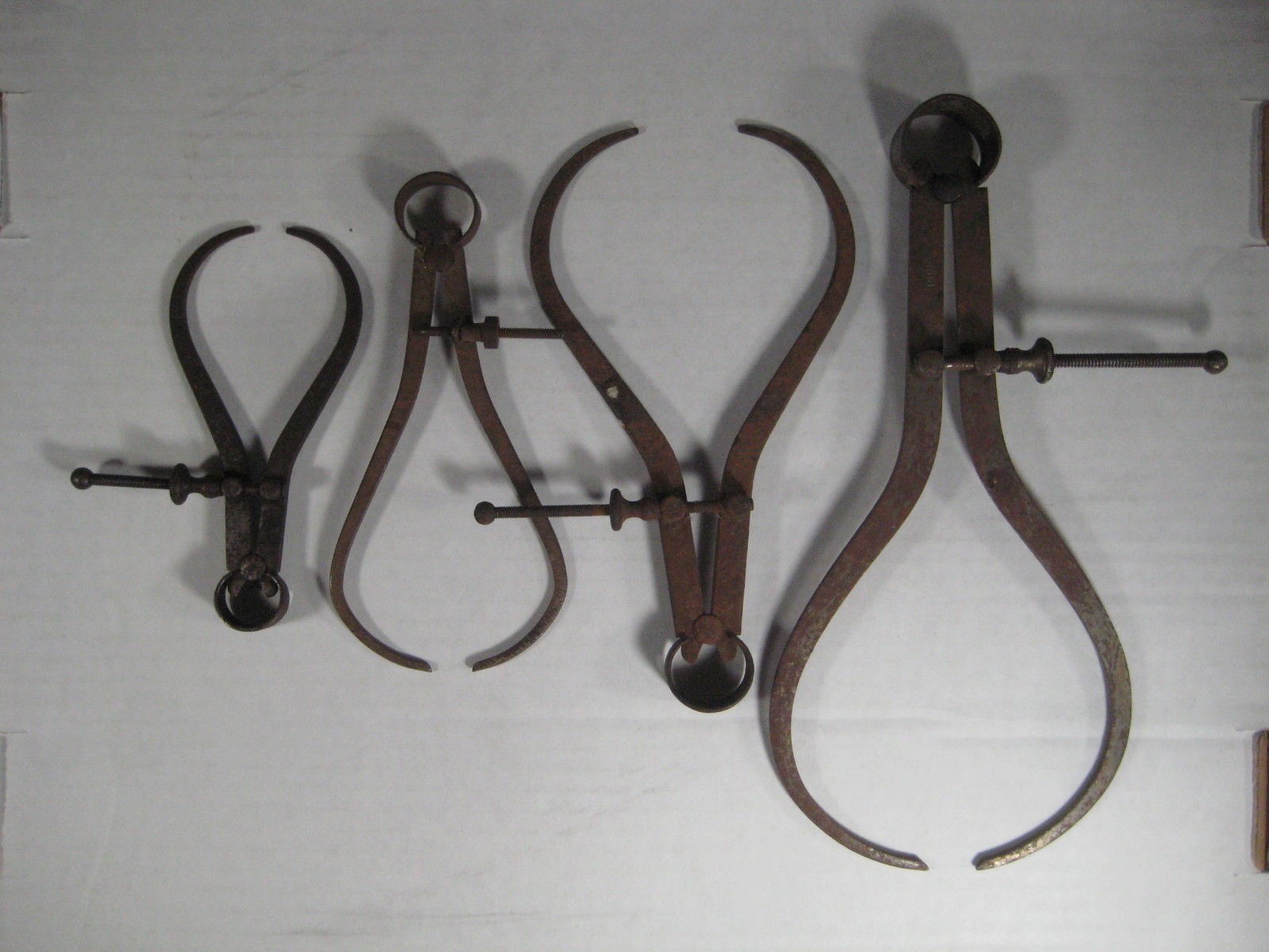 vintage tool lot of 4 Caliper outside spring joint Starrett India patina + 1A