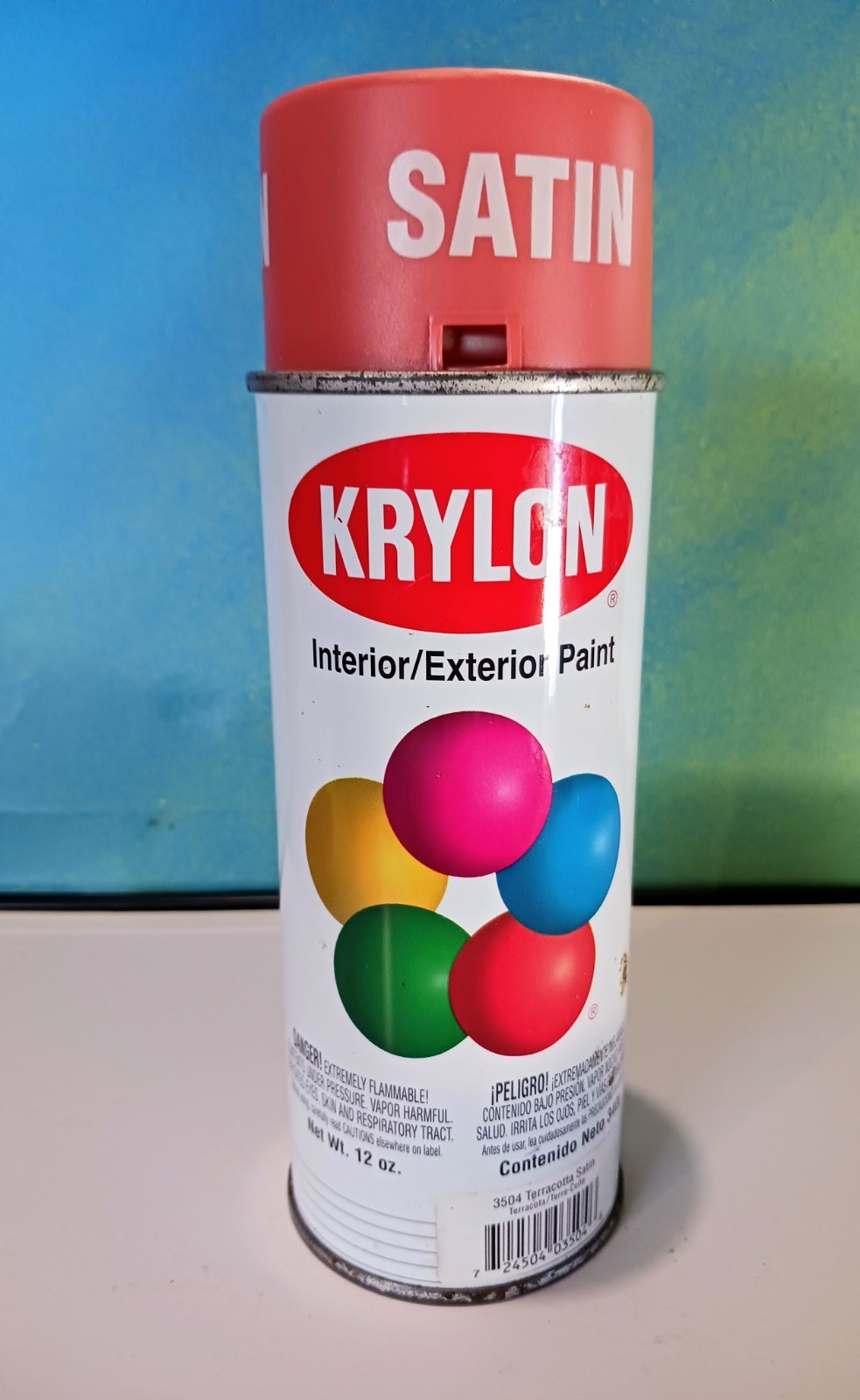 Vintage Krylon #3504 Terracotta Satin 12oz Spray Paint Can about 7/8ths Full 