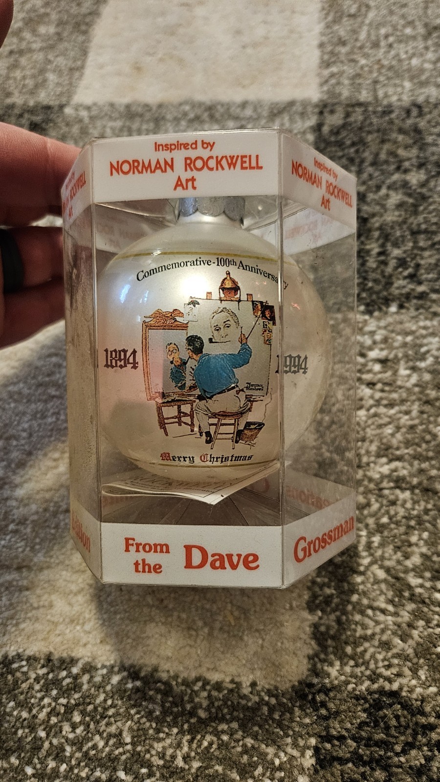 1994 Norman Rockwell Christmas  Ornament Dave Grossman 20th Edition 100th Ann.