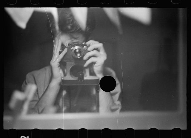 Photo:1930s Man with Camera Self Portrait Black and White Photograph