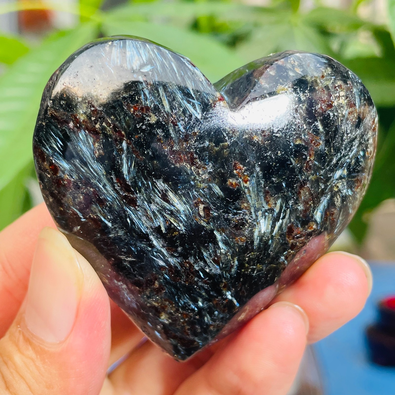 132g Natural Astrophyllite Fireworks Stone Crystal Heart Shape Specimen