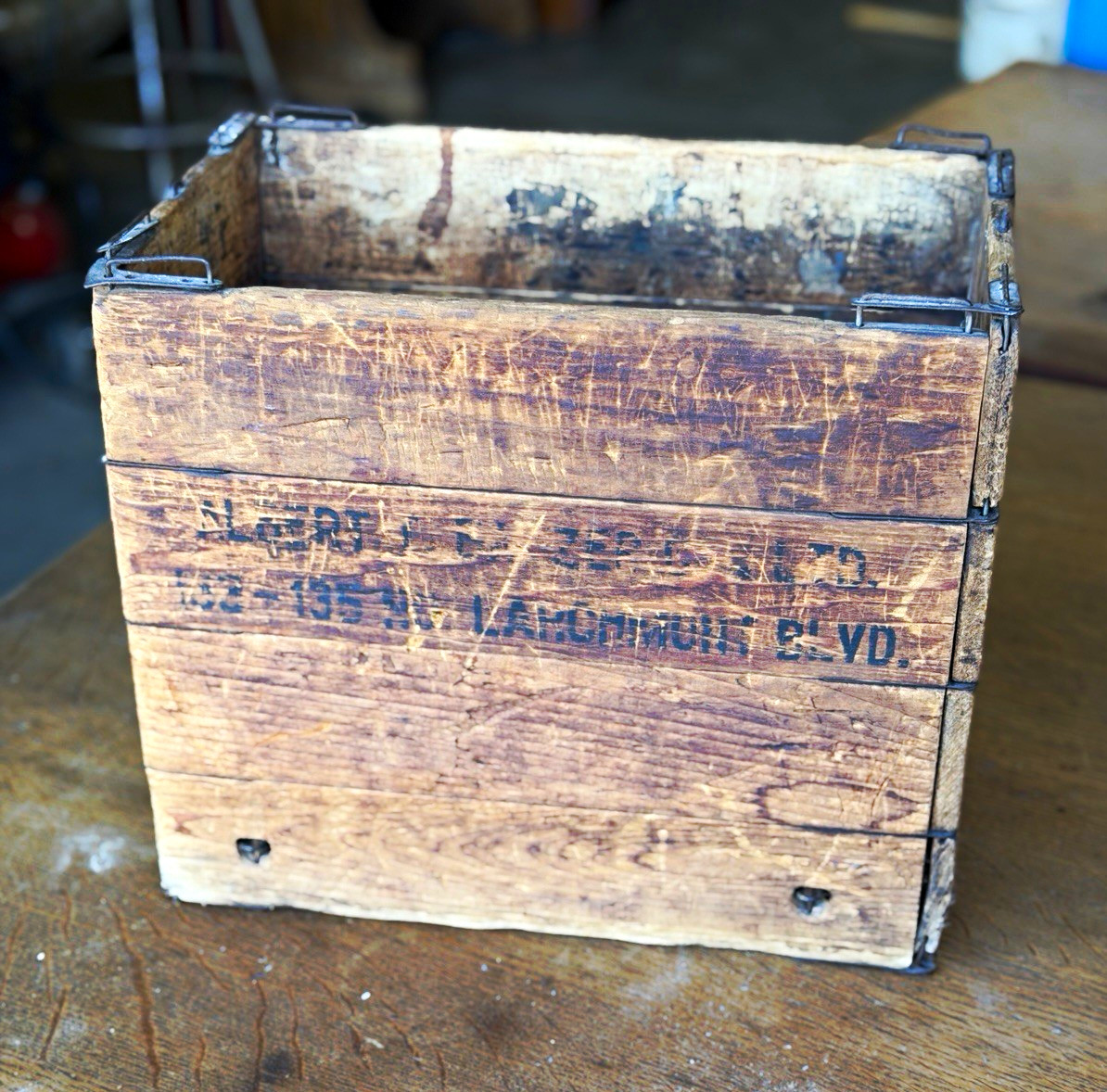 Vintage Hubbard’s Wartime Wood Folding Box Crate WWII Era Military Storage