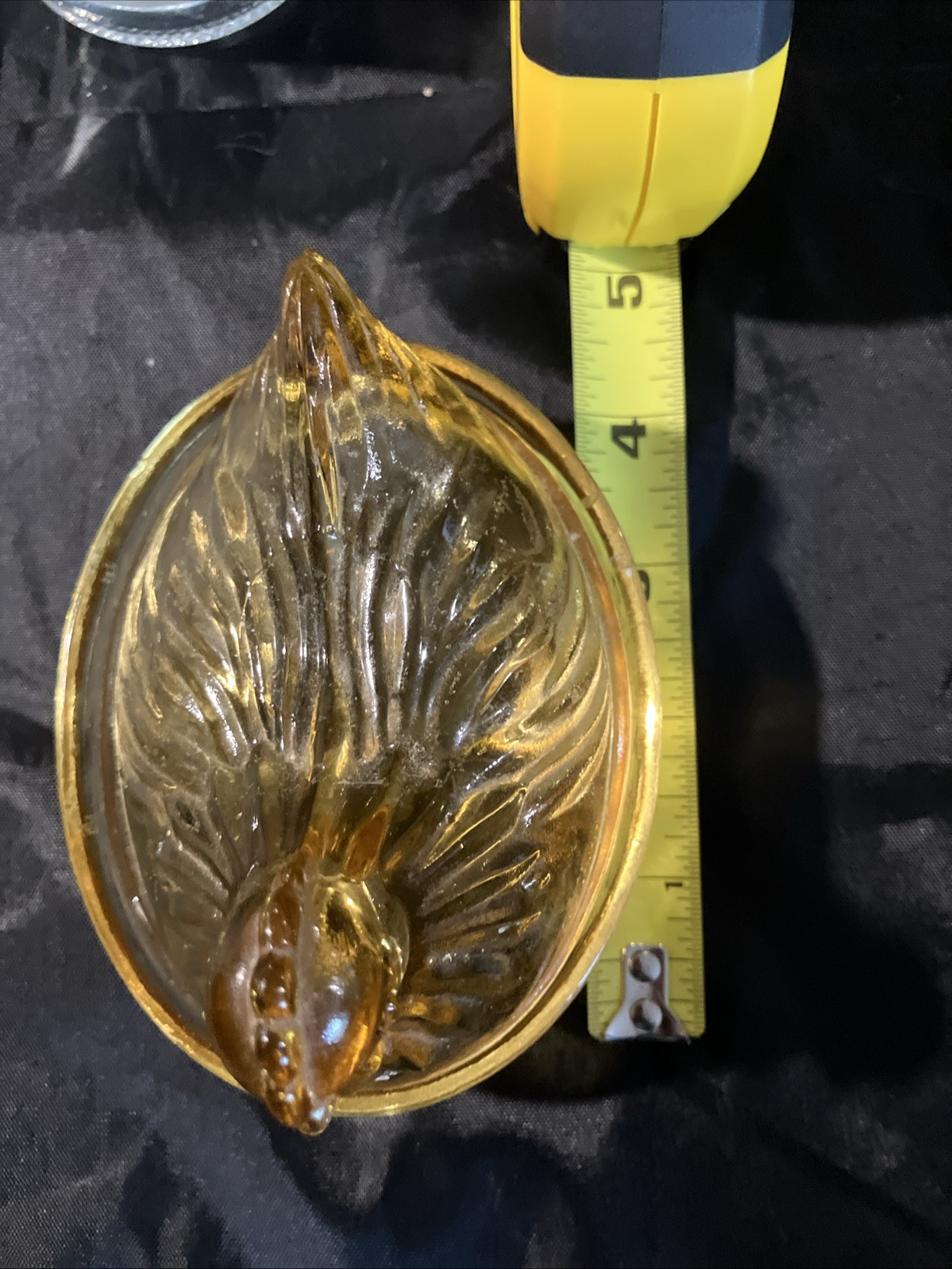Cute Vintage Small Amber Covered Hen Dish