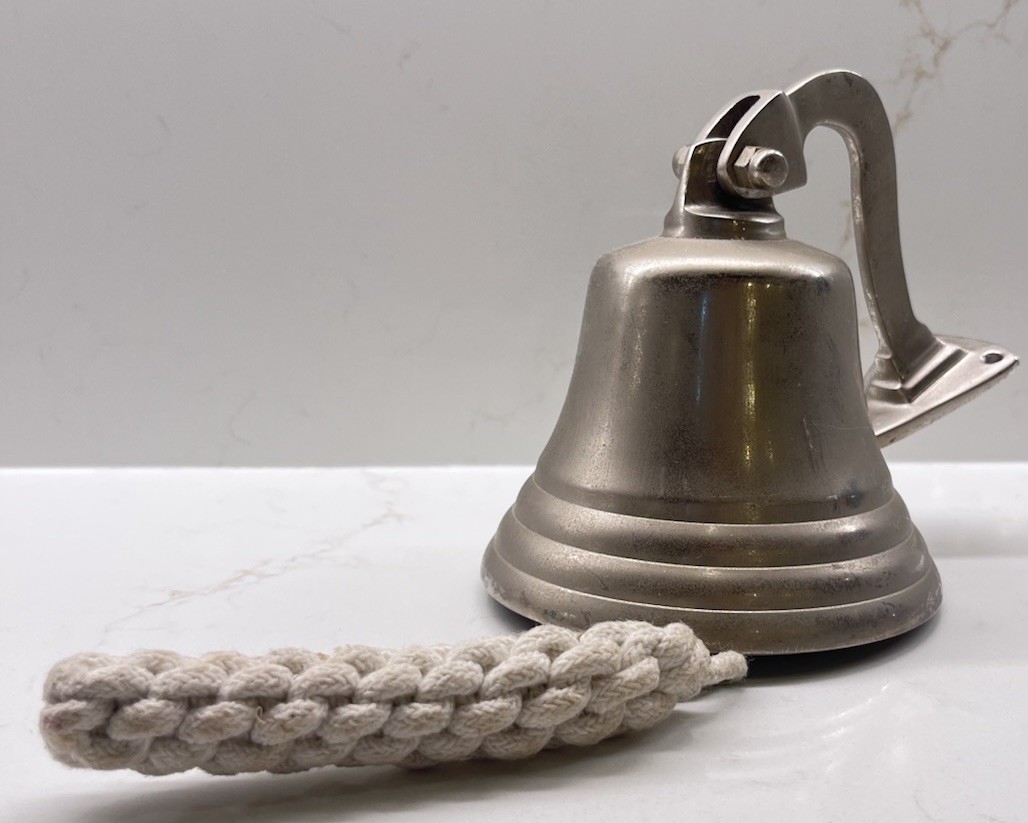 Metal And Nickel Nautical Bell 5” With Braided Hemp Rope