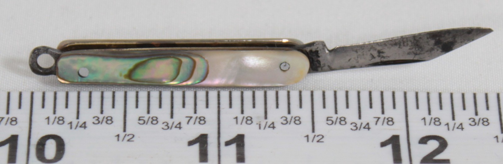 Vtg/Antique Pocket Knife DeLuxe Mini Watch Fob Keychain Charm Abalone Shell MOP
