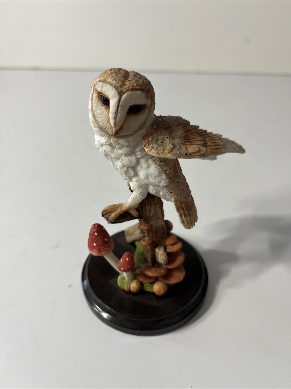 Country Artists Barn Owl With Funghi figure Hand Painted Retired