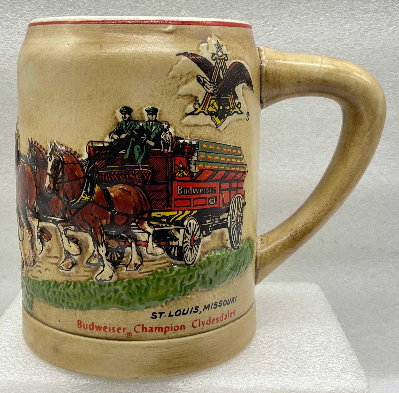 Ceramarte Budweiser Champion Clydesdales Beer Mug. ST. LOUIS, MISSOURI