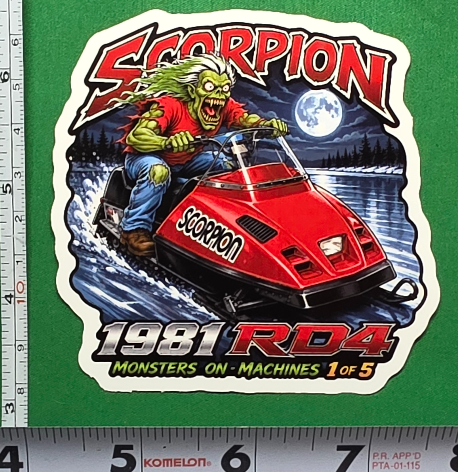1981 Scorpion RD4 Snowmobile 9x9cm Durable Die-Cut Vinyl Sticker