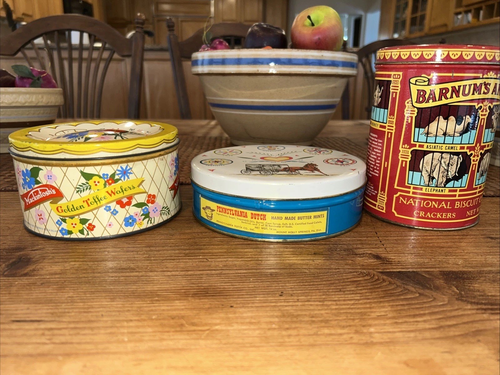 Vtg Mackintosh\'s Golden Toffee Wafers ,Penn Dutch Mints,Nat’l Biscuit CO Tins