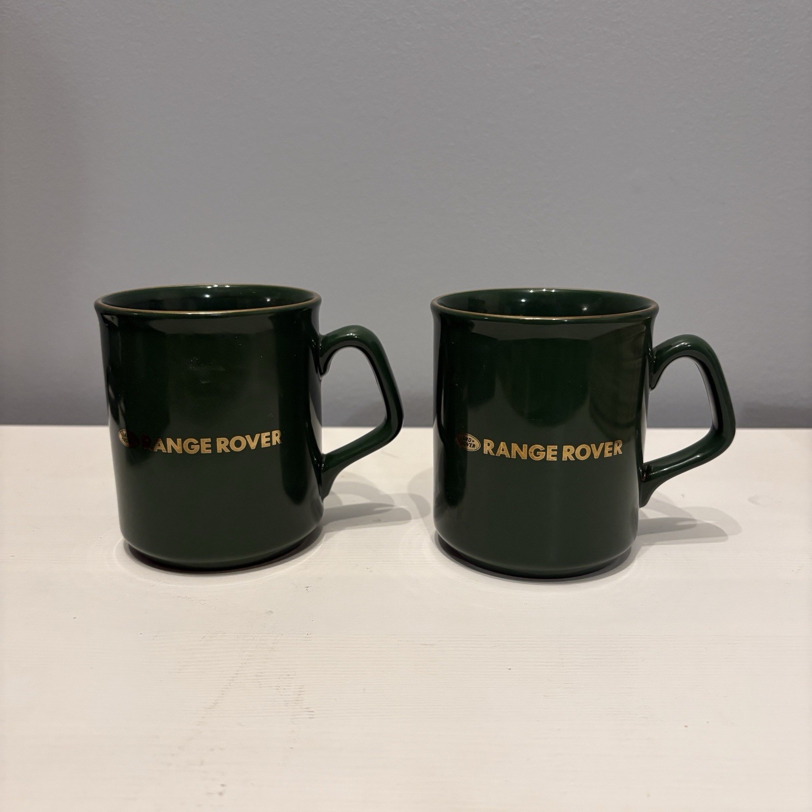 2 X Vintage Green Land Range Rover Coffee Mug Cup England 8oz Collectible