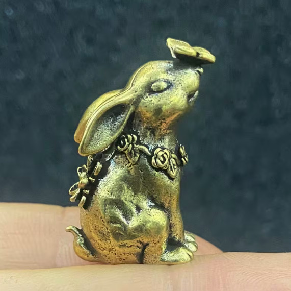 BRASS MINITURES- Bunny Brass Figurine Ornament