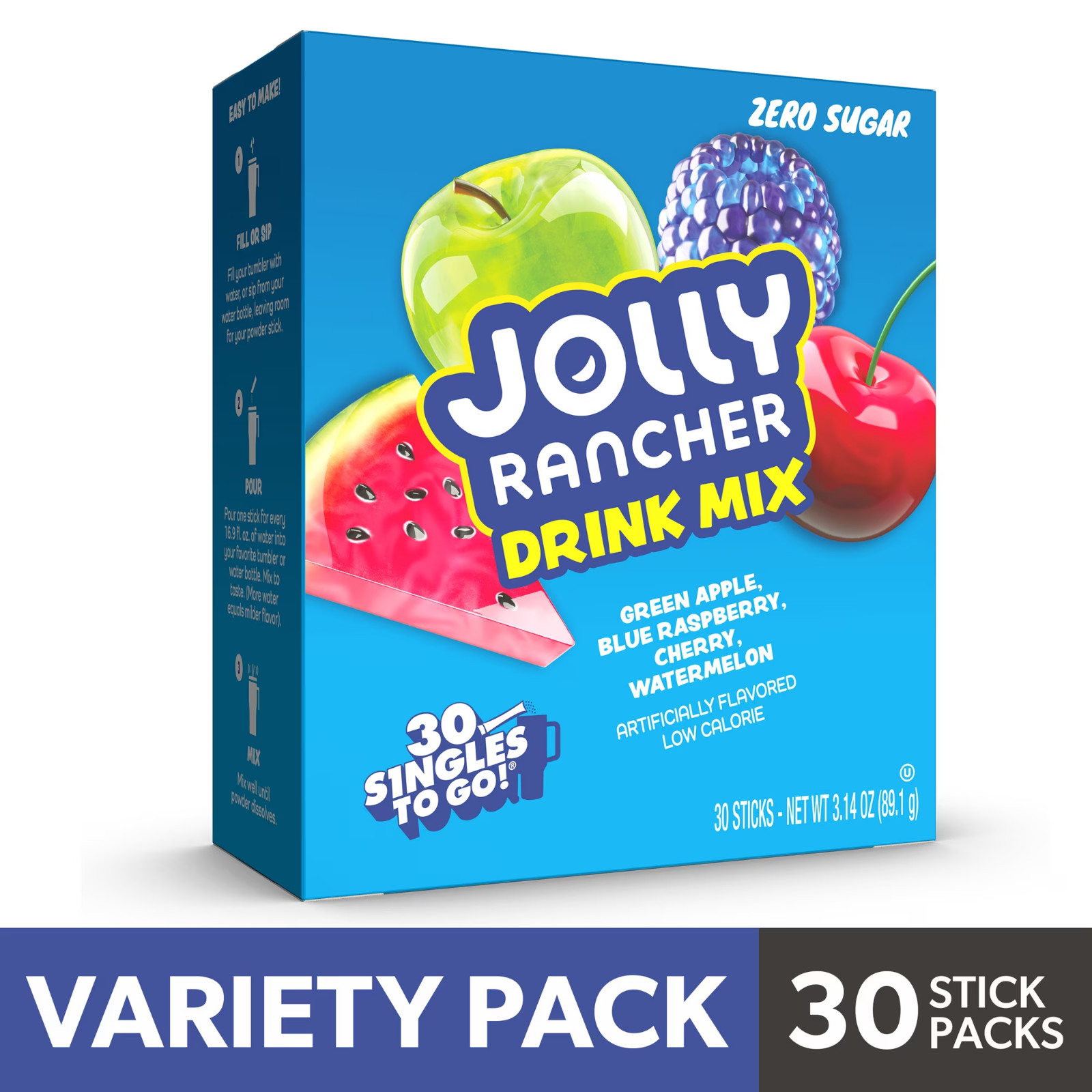 Jolly Rancher Sugar-Free Variety pack Singles to Go Powdered Drink Mix, 30 Count Jolly Rancher Sugar-Free Variety pack Singles to Go Powdered Drink Mix, 30 Count