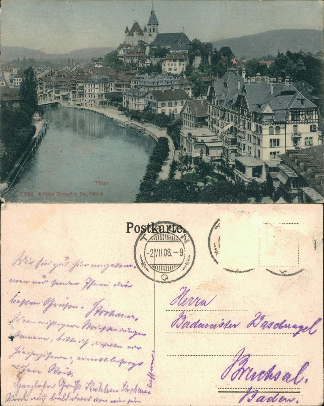 Postcard Thun Thoune promenade street 1908 Postcard Thun Thoune promenade street 1908
