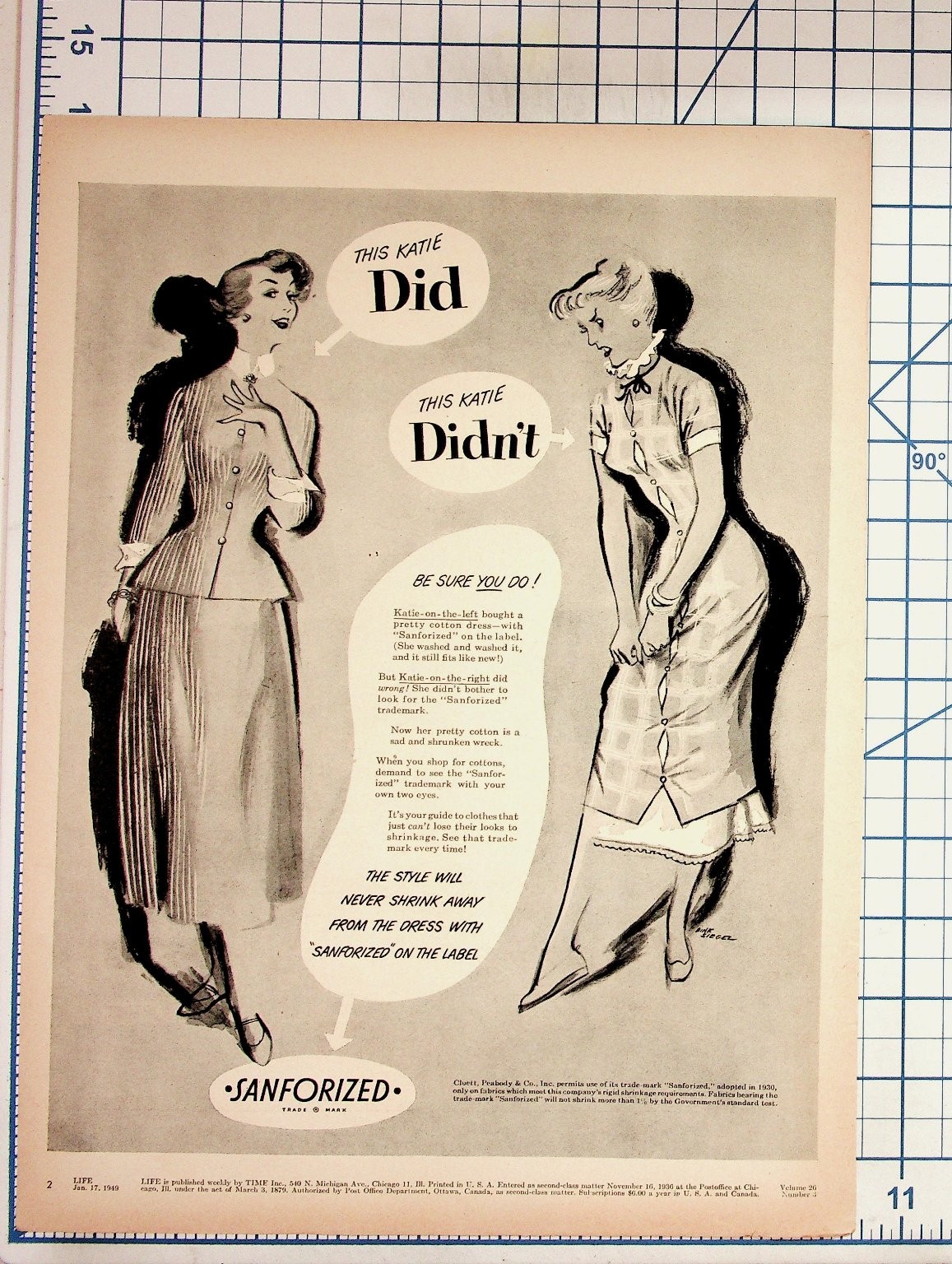1949 Sanforized Fabric Ad Vintage LIFE Magazine Print Ephemera Fashion 1949 Sanforized Fabric Ad Vintage LIFE Magazine Print Ephemera Fashion