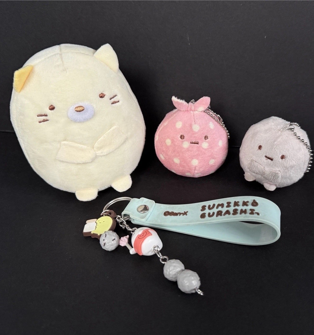 San-X Sumikko Gurashi Merch Lot: Neko Cat Plush, Mixed Keychains