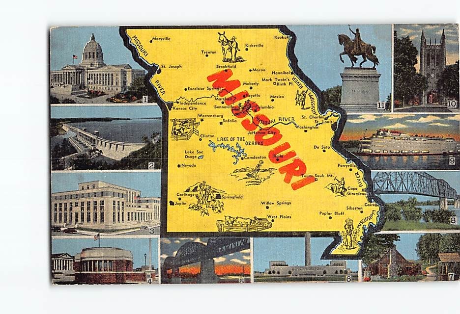 Map, Scenes & Views Missouri USA H-50760