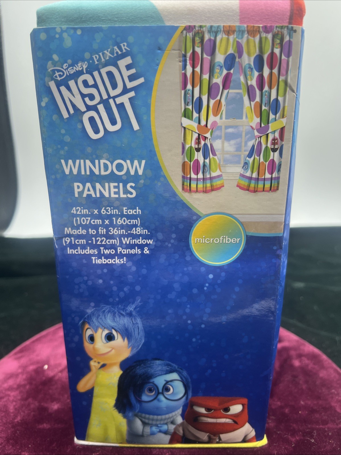 Inside Out Disney Window Panels Curtains 42” X 63” For 36-48” Window Emotions