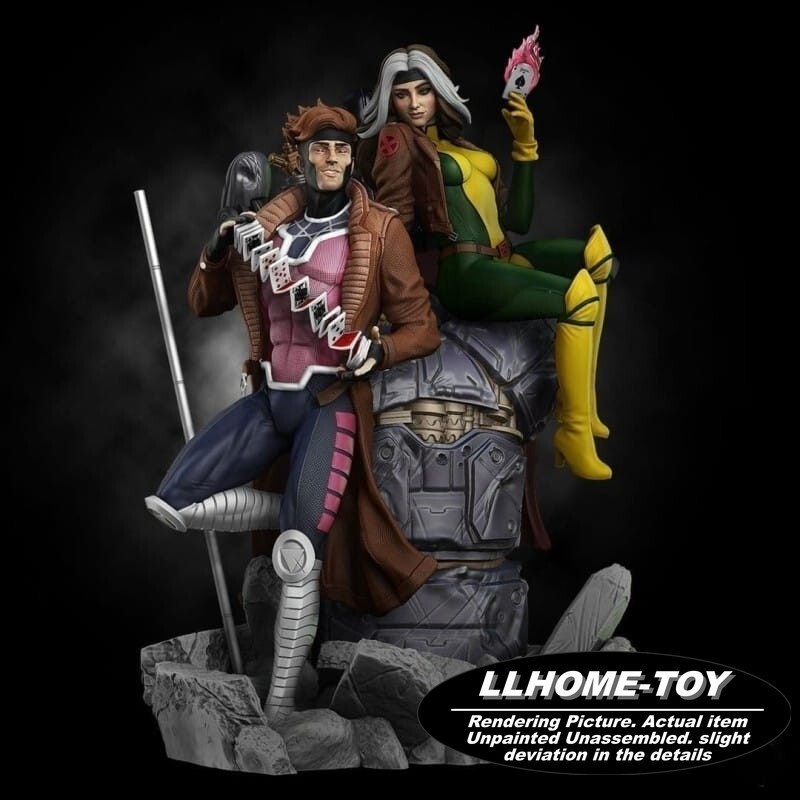 30CM tall Gambit And Rogue 3D Print Model Unpainted Garage Kit Statue Figure