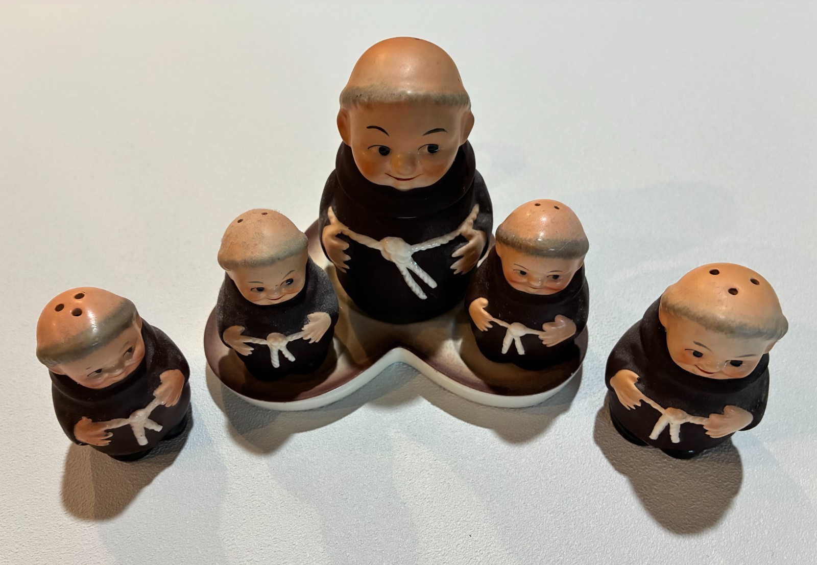 Original Goebel Friar Tuck Sugar, Salt & Pepper Figures Original Goebel Friar Tuck Sugar, Salt & Pepper Figures