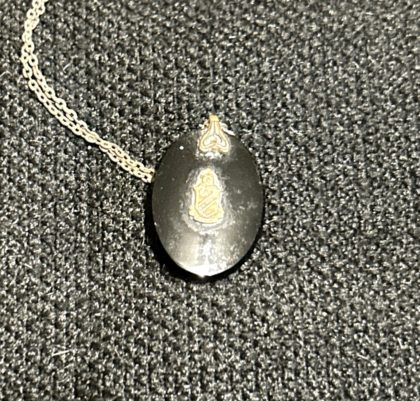 ANTIQUE Kappa Sigma fraternity mourning (?) crest pendant necklace - OLD