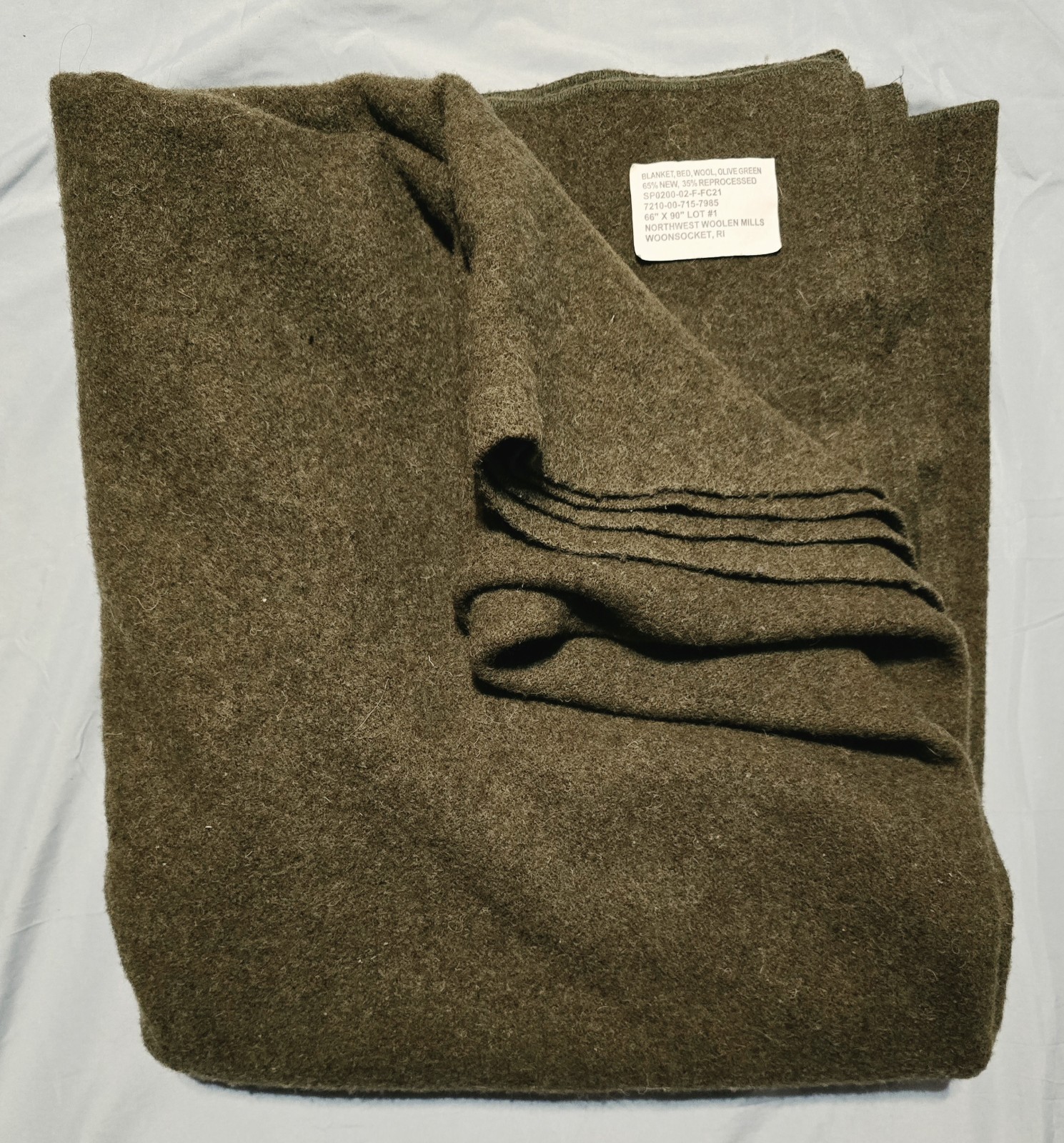 Northwest Woolen Mills Olive Green Wool Survival Blanket Emergency 66\