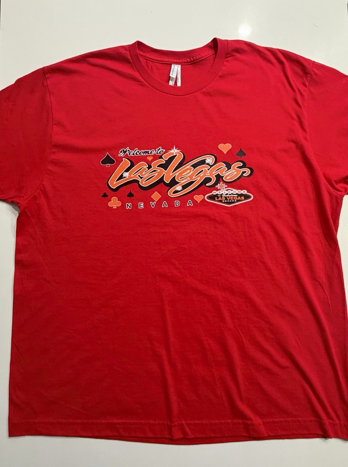 Red Welcome to Las Vegas Nevada Graphic T-Shirt Tee, Adult Size XL