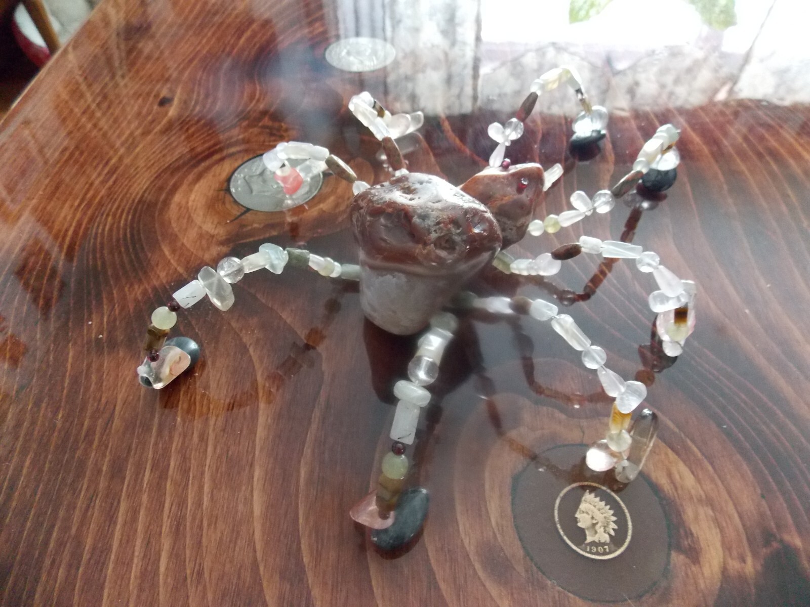 Specialty PET AGATE SPIDER, Genuine Pedigreed, ROCK BEADS Minions Stone, T- REX