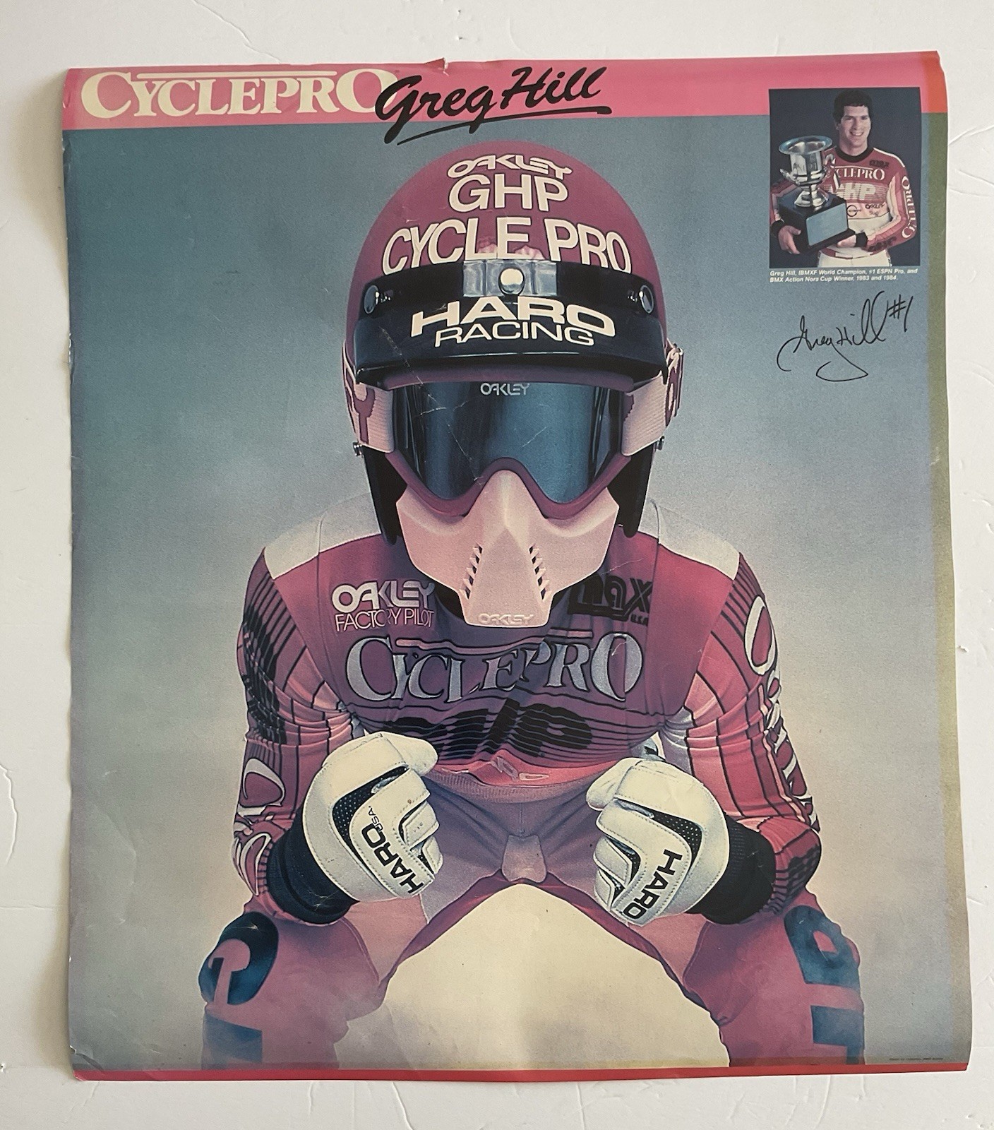 Vintage 1984 GREG HILL Cycle Pro BMX Catalog Poster Haro Oakley Rare Two Sided