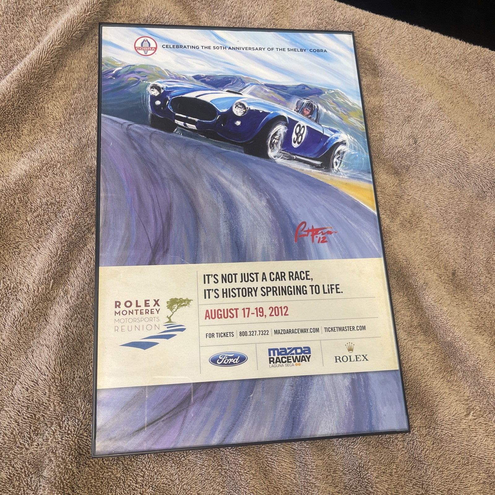2012 Rolex Monterey Motorsports Reunion Races Poster SHELBY COBRA 50th in Frame 2012 Rolex Monterey Motorsports Reunion Races Poster SHELBY COBRA 50th in Frame