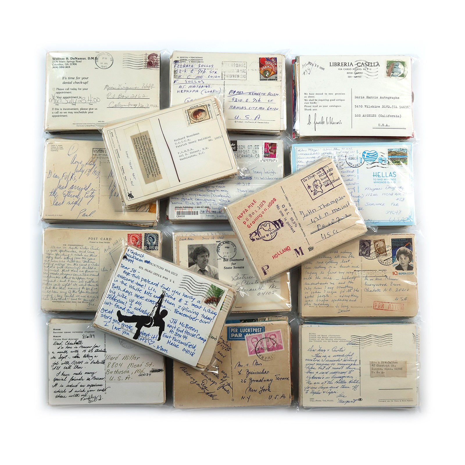 45 Vintage Used 4x6 Postcards Lot - All Posted - Worldwide Stamps &/or Postmarks