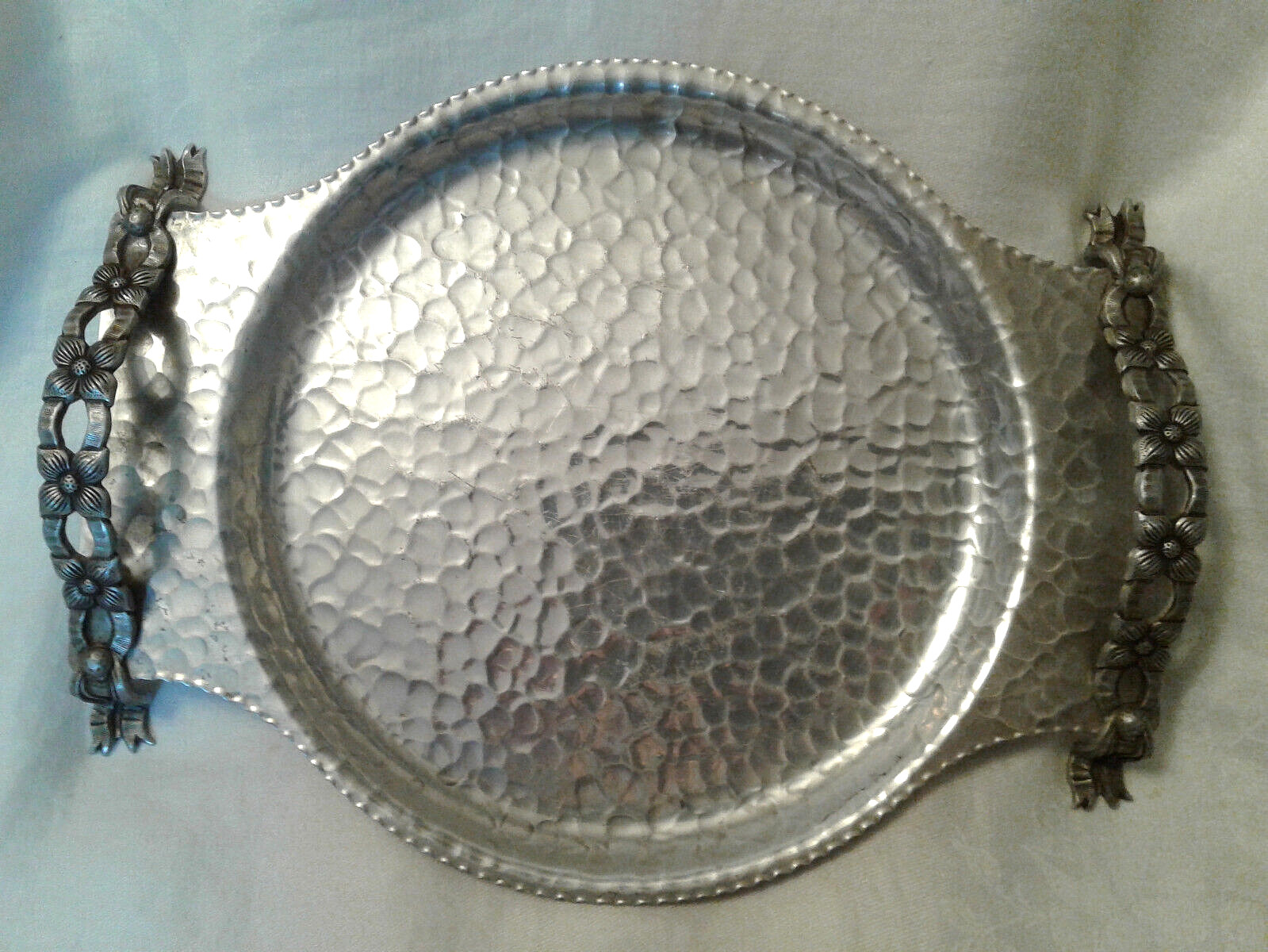 Vintage Rodney Kent Hammered Aluminum Tray w/Handles #443