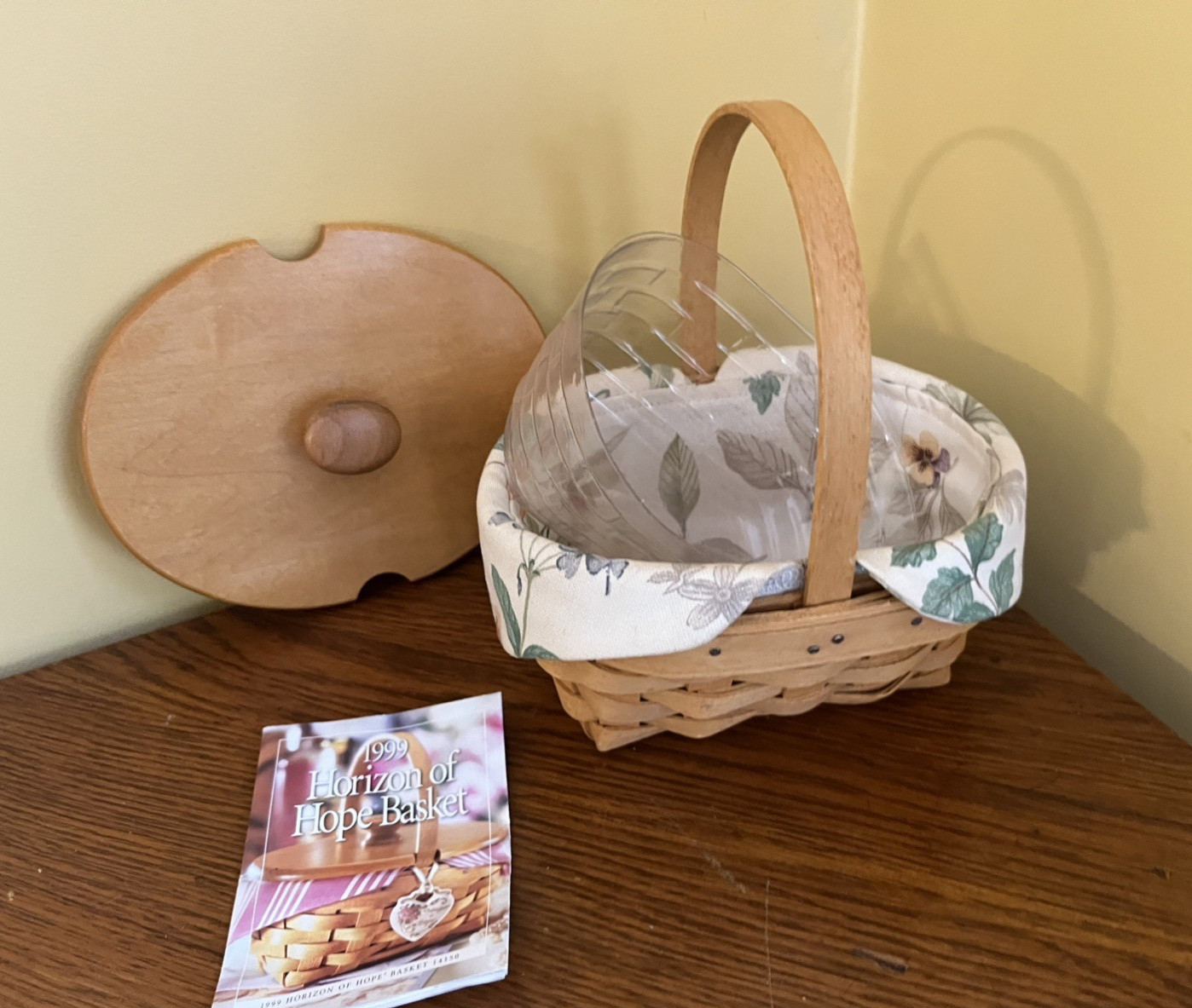 Longaberger 1999 Horizon of Hope Combo Set Oval Basket w/ Liner, Lid, Protector