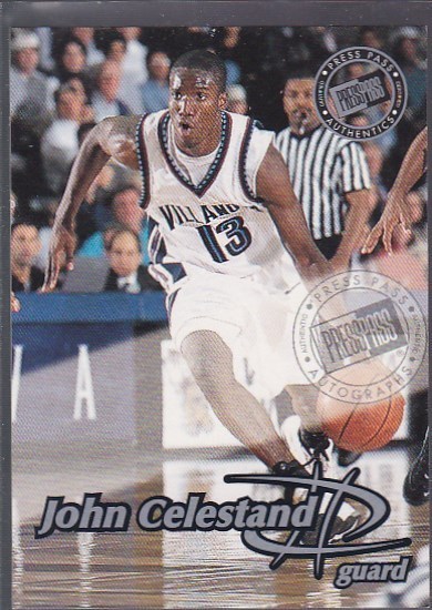 1999 PRESS PASS BASKETBALL AUTOGRAPH JOHN CELESTAND VILLANOVA *52799