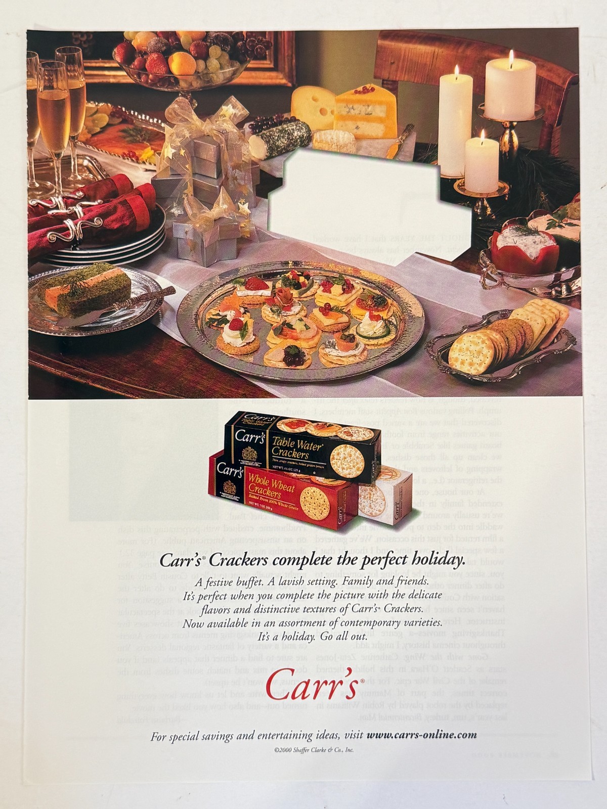 Vintage 2000 Carr's Crackers Complete the Holidays Party Advertisement Print Ad