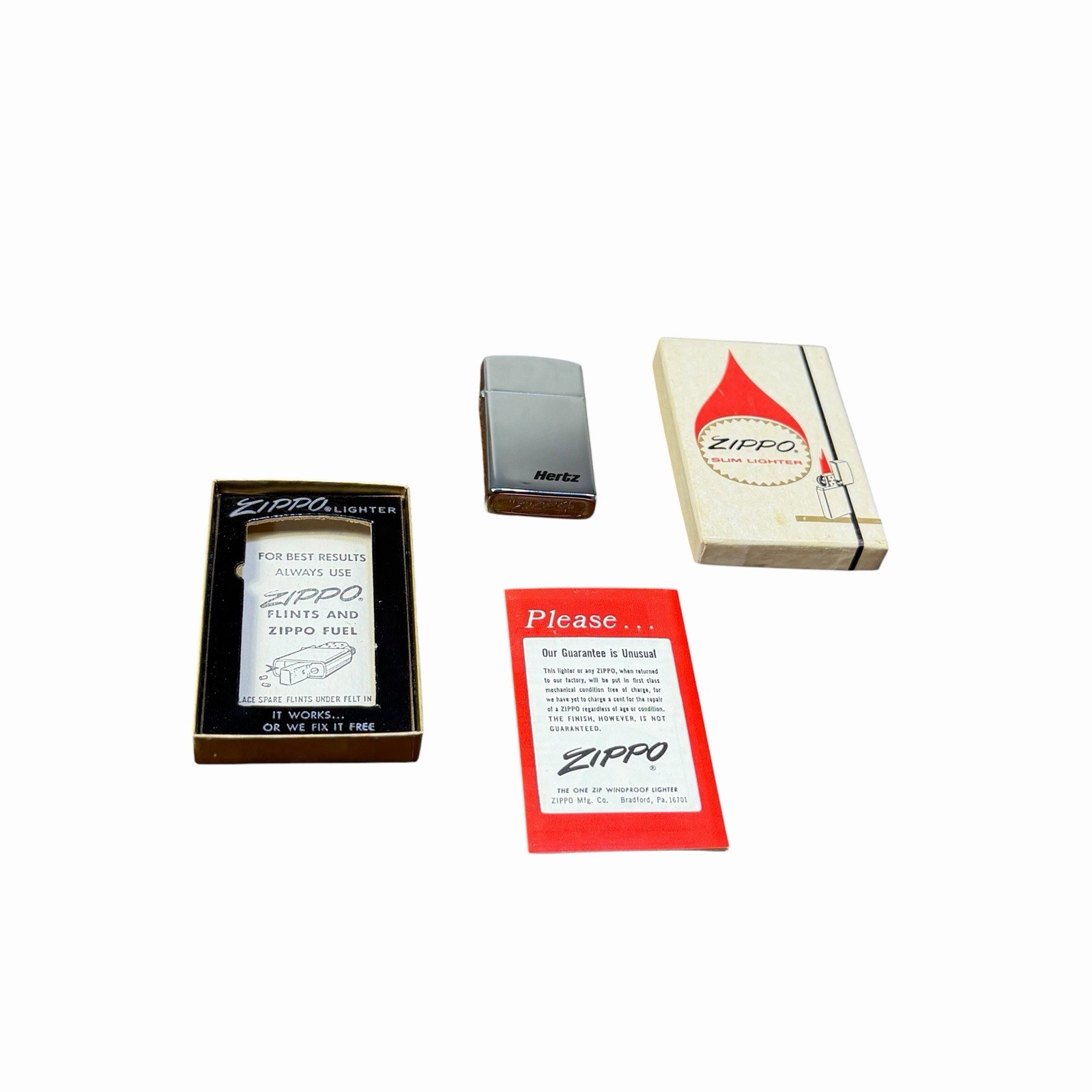 Vintage NOS Zippo Slim Fliptop Lighter Hertz Unused In The Box NEW Vintage NOS Zippo Slim Fliptop Lighter Hertz Unused In The Box NEW