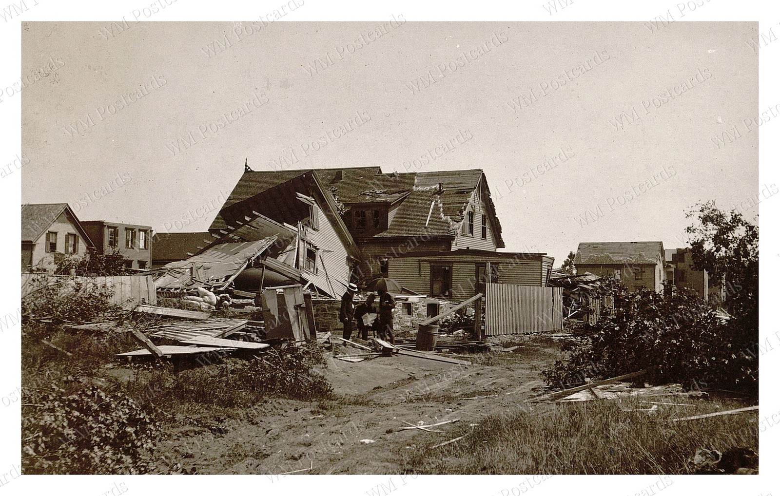 Lawrence Massachusetts 1890s Damaged Victorian House Debris Standard Postcard